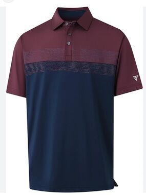 Maelreg Men's Two-Tone Burgundy and Navy Performance Polo